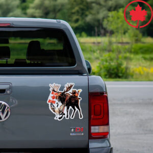 CANADA Elbows Up - Canadian Anger Moose Beaver Goose Sticker and Car Magnet