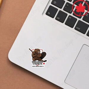 CANADA Elbows Up - Canadian Strength Beaver Hockey Sticker and Car Magnet