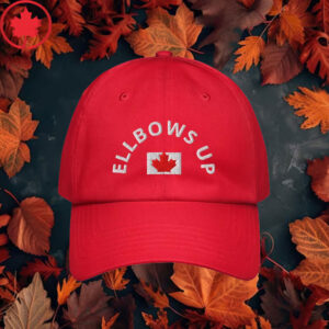 Elbows Up 2025 CANADA - Maple Leaf White Embroidery Hat