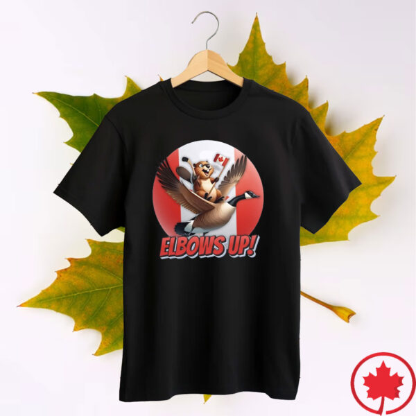 Elbows Up 2025 CANADA - Elbows Up Canada T-Shirt Beaver Riding A Goose